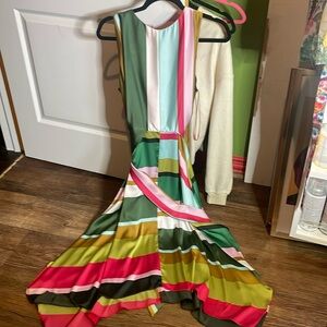 Maggy London, size 16 silk dress handkerchief, bottom tie waist sleeveless